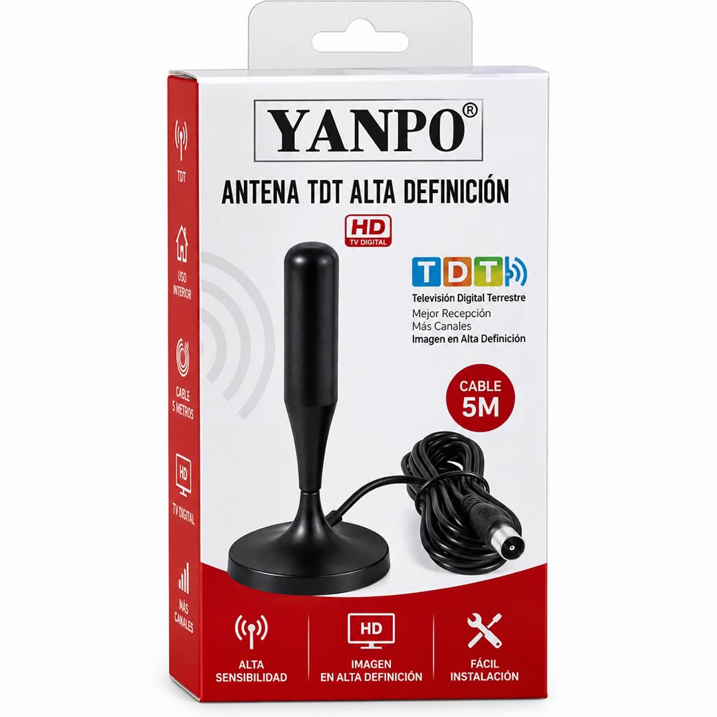 Antena TDT Yanpo de alta definicion con cable de 5 metros