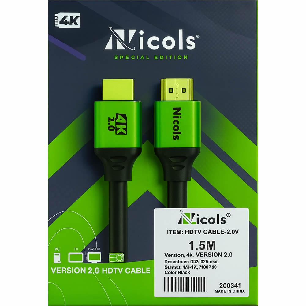 Cable HDMI de 1.5 mts 4K Reales Ver 2.0