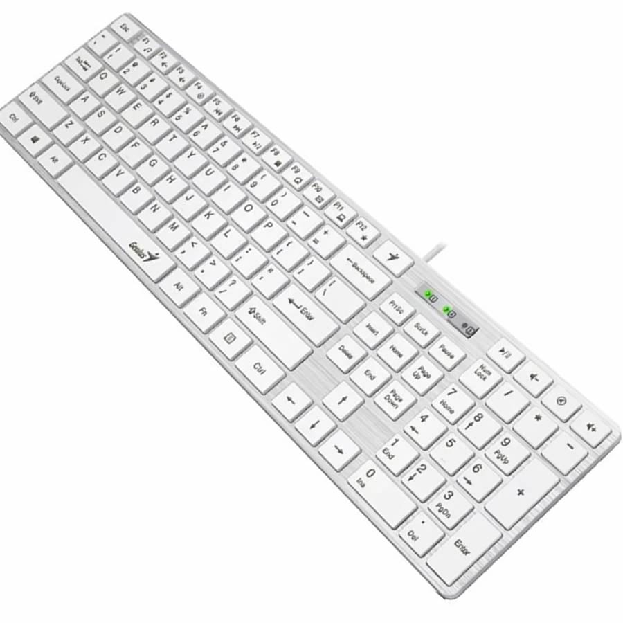 Teclado GENIUS SlimStar 126 Alámbrico USB – Teclas Planas de Bajo Perfil (Blanco o Negro)