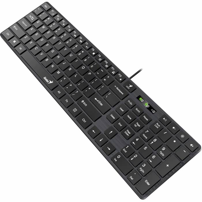 Teclado GENIUS SlimStar 126 Alámbrico USB – Teclas Planas de Bajo Perfil (Blanco o Negro)